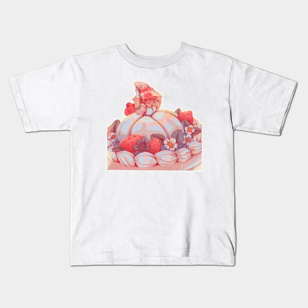 Little witch in a sweet strawberry cake Kids T-Shirt by Mard_Illus